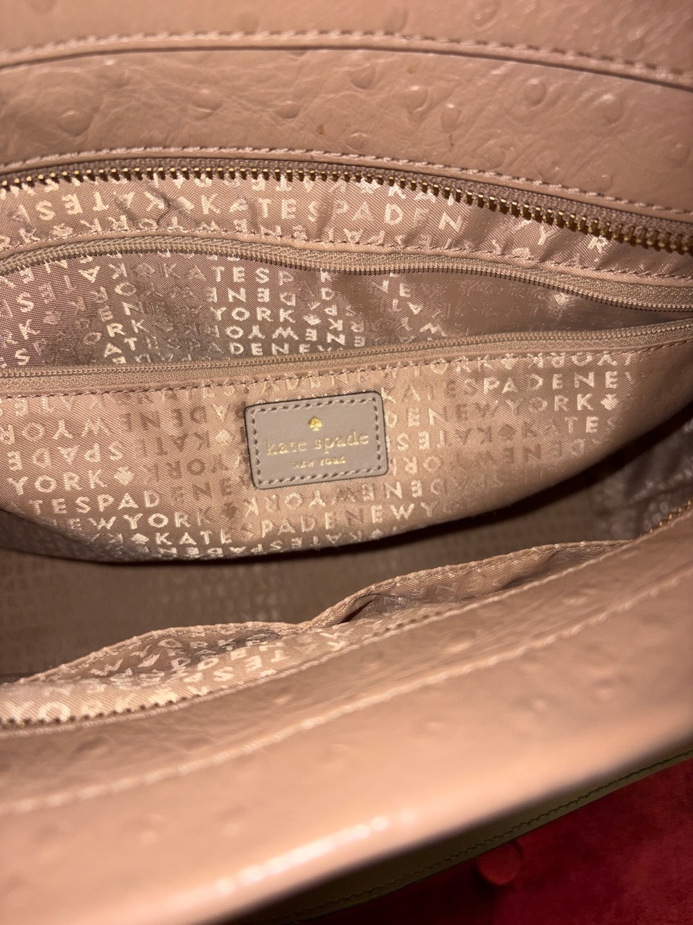 Kate Spade Houston Street Exotic Demarco Tote taupe ostrich-embossed leather - Picture 8 of 9